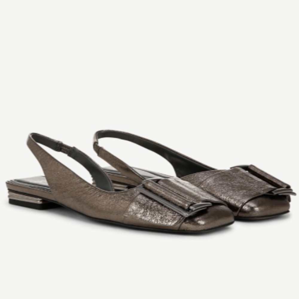 Franco Sarto Tracy Slingback In Pewter Metallic Leather